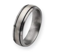 Titanium and Sterling Inlay Brushed with Antiquing 6mm Wedding Band