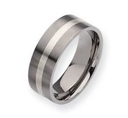 Titanium Sterling Silver Inlay 8mm Satin Wedding Band