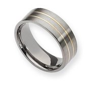 Titanium Sterling Silver Inlay 8mm Satin Wedding Band