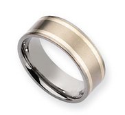 Titanium Sterling Silver Inlay Flat 8mm Satin Wedding Band