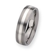 Titanium Sterling Silver Inlay 6mm Satin Wedding Band