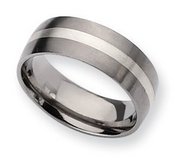 Titanium Sterling Silver Inlay 8mm Satin Wedding Band