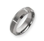 Tungsten Beveled Edge 7mm Brushed and Polished Wedding Band