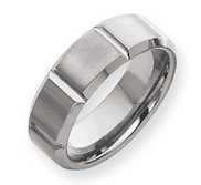 Tungsten Beveled Edge 8mm Brushed and Polished Wedding Band