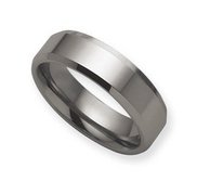 Tungsten Beveled Edge Flat 7mm Polished Wedding Band