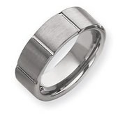 Tungsten Beveled Edge 9mm Brushed and Polished Wedding Band