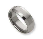 Tungsten Beveled Edge 8mm Polished Wedding Band