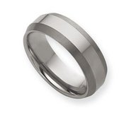 Tungsten Beveled Edge 8mm Brushed and Polished Wedding Band