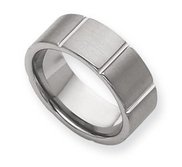 Tungsten Beveled Edge 8mm Brushed and Polished Wedding Band