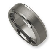 Tungsten Beveled Edge 8mm Brushed and Polished Wedding Band