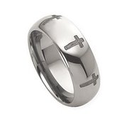 Tungsten 8mm Laser Cross Design Wedding Band