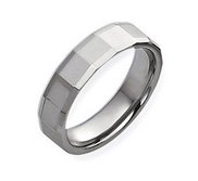 Tungsten Faceted 6mm Polished Wedding Band