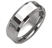 Tungsten Faceted Edges 8mm Polished Wedding Band