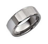 Tungsten Faceted 8mm Polished Wedding Band