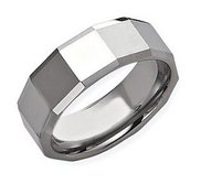 Tungsten Faceted 8mm Polished Wedding Band