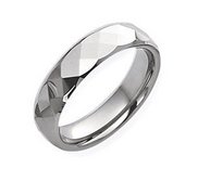 Tungsten Faceted 6mm Polished Wedding Band