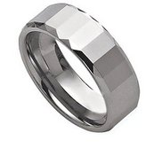 Tungsten Faceted Edges 8mm Polished Wedding Band