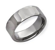 Tungsten Faceted 8mm Polished Wedding Band