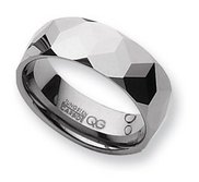 Tungsten Faceted 8mm Polished Wedding Band