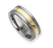 Dura Tungsten Gold plated Grooved 8mm Polished Wedding Band