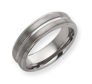 Tungsten Grooved 7mm Brushed and Polished Wedding Band