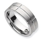 Dura Tungsten Grooved Flat 8mm Polished Wedding Band