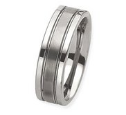 Tungsten Flat Grooved 8mm Brushed and Polished Wedding Band