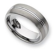 Tungsten Grooved 8mm Brushed and Polished Wedding Band