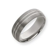 Tungsten Double Grooved 8mm Brushed and Polished Wedding Band