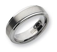 Tungsten Ridged Edge 8mm Brushed and Polished Wedding Band