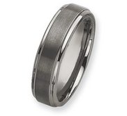 Tungsten Ridged Edge 7mm Brushed and Polished Wedding Band