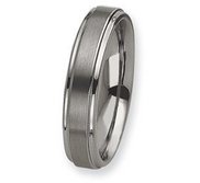 Tungsten Ridged Edge 6mm Brushed and Polished Wedding Band