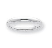 Platinum 3mm Half Round Comfort Fit Lightweight Band