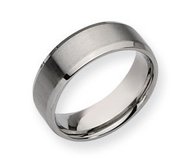 Stainless Steel Beveled Edge 8mm Brushed and Polished  Wedding Band