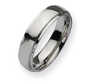 Stainless Steel Ridged Edge 6mm Polished Wedding Band