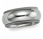 Sterling Silver 9mm Milgrain Comfort Fit  Wedding Band