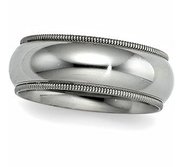 Sterling Silver 8mm Milgrain Comfort Fit  Wedding Band