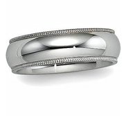 Sterling Silver 7mm Milgrain Comfort Fit  Wedding Band