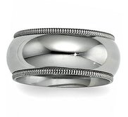 Sterling Silver 10mm Milgrain Comfort Fit  Wedding Band