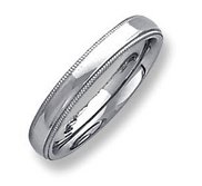 Sterling Silver 4mm Milgrain Comfort Fit  Wedding Band