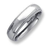 Sterling Silver 6mm Milgrain Comfort Fit  Wedding Band