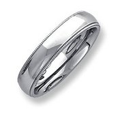 Sterling Silver 5mm Milgrain Comfort Fit  Wedding Band