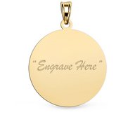 Engravable 14K Yellow Gold Round Pendant or Charm