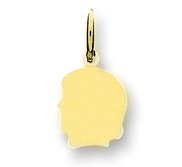 Engravable 14k Solid Yellow Gold Engravable Child s Face or Pendant