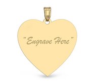 Engravable 14K Yellow Gold Heart Pendant or Charm