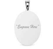 Engravable 14K White Gold Oval Pendant or Charm