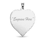 Engravable Sterling Silver Heart with Diamond Cut Pendant or Charm