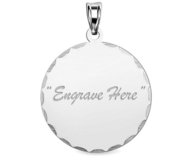 Engravable Sterling Silver Round with Diamond Cut Pendant or Charm