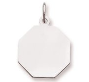 Engravable 14k White Gold Octagon Charm or Pendant