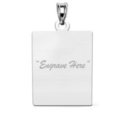 Engravable 14K White Gold Petite Rectangle Pendant or Charm